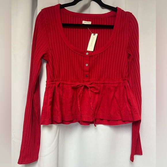 Pilcro Long-Sleeve Scoop-Neck Babydoll Top - Picture 5 of 11